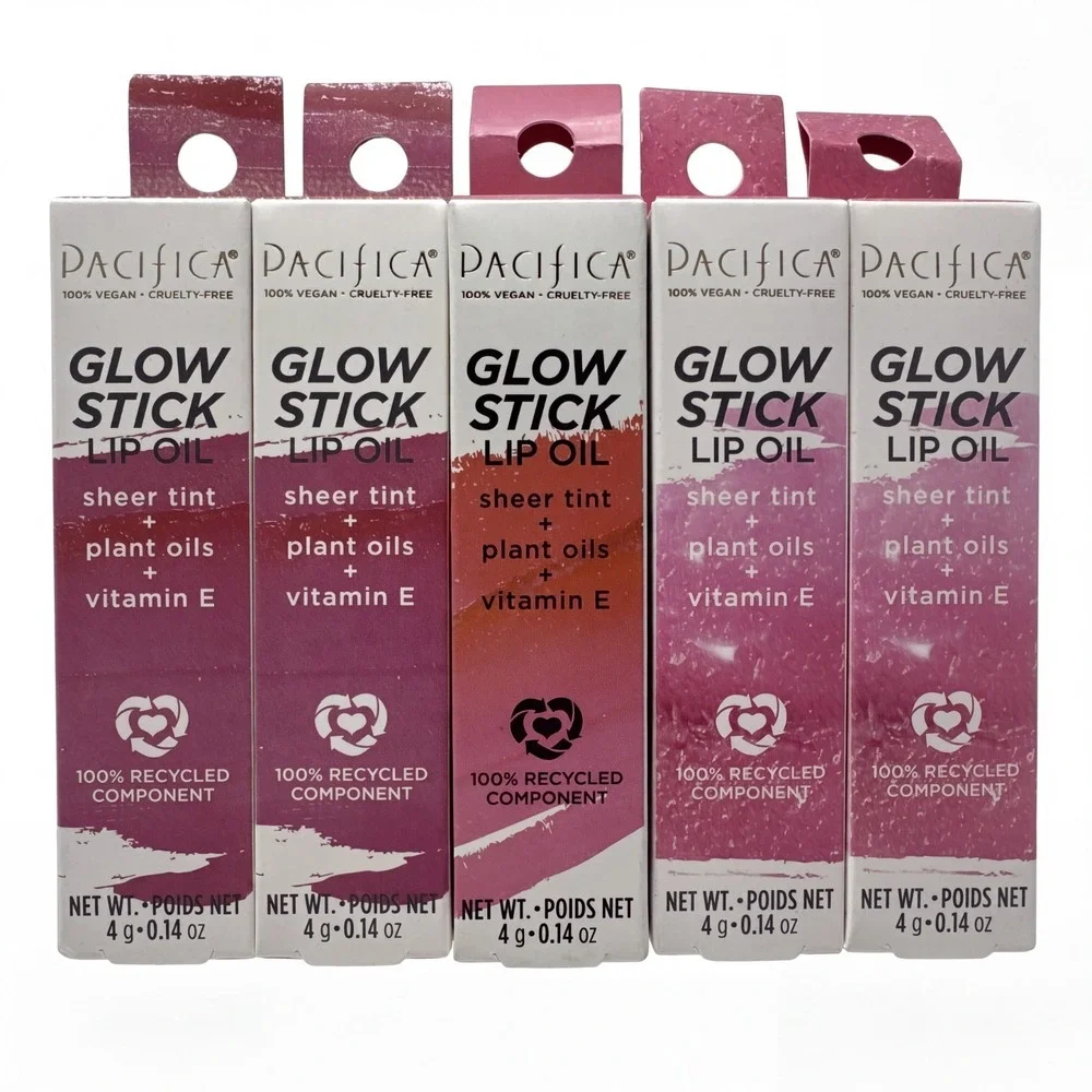 5 Glow Stick Lip Oil Kit by Pacifica (Rosy Glow, Sunrise & Crimson Crush)
